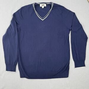 Joseph Abboud V-Neck Cashmere Blend Golf Sweater Mens Medium Blue Cotton Modal